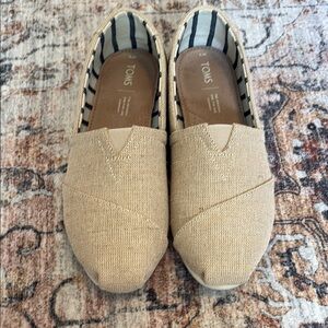 TOMS Beige Canvas Slip-Ons
